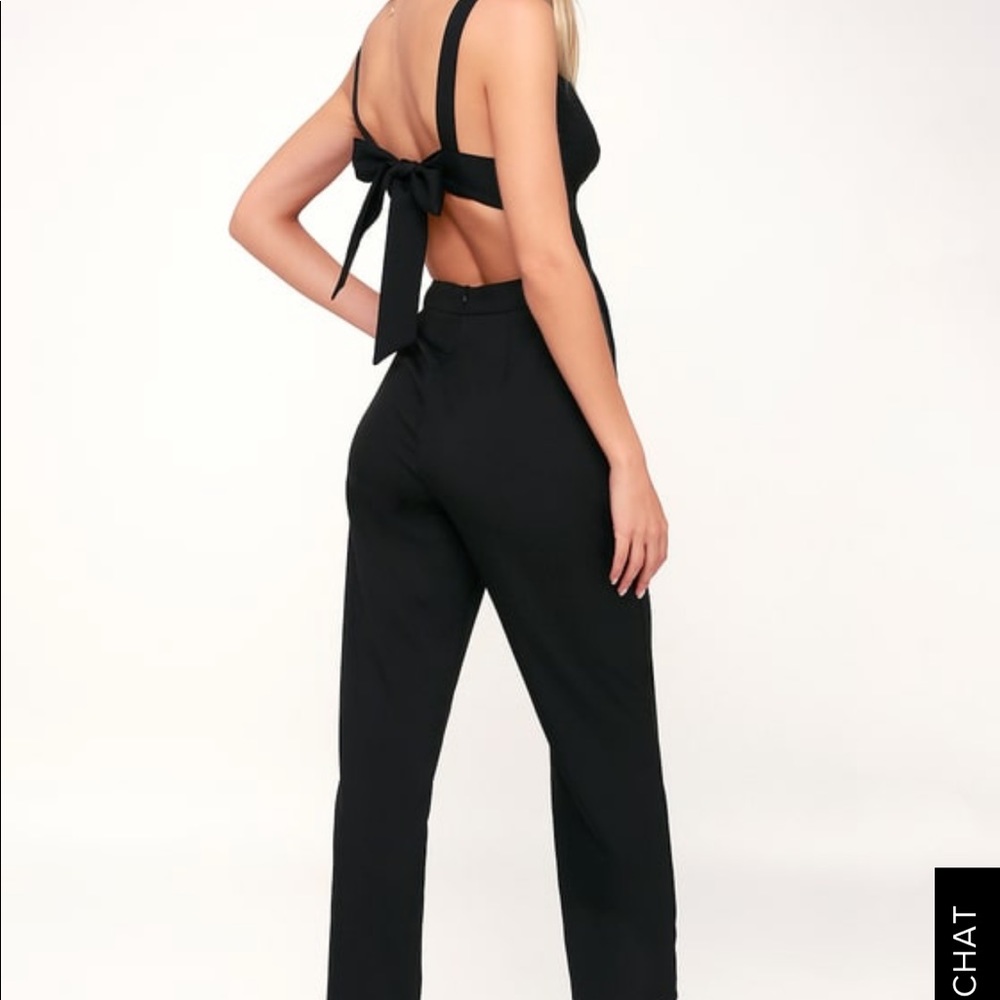 NWT Lulus black open tie back jumpsuit